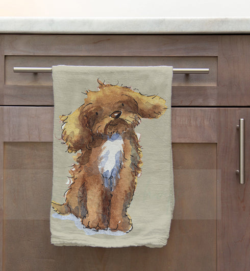 Cockapoo Brown & White Tea Towel